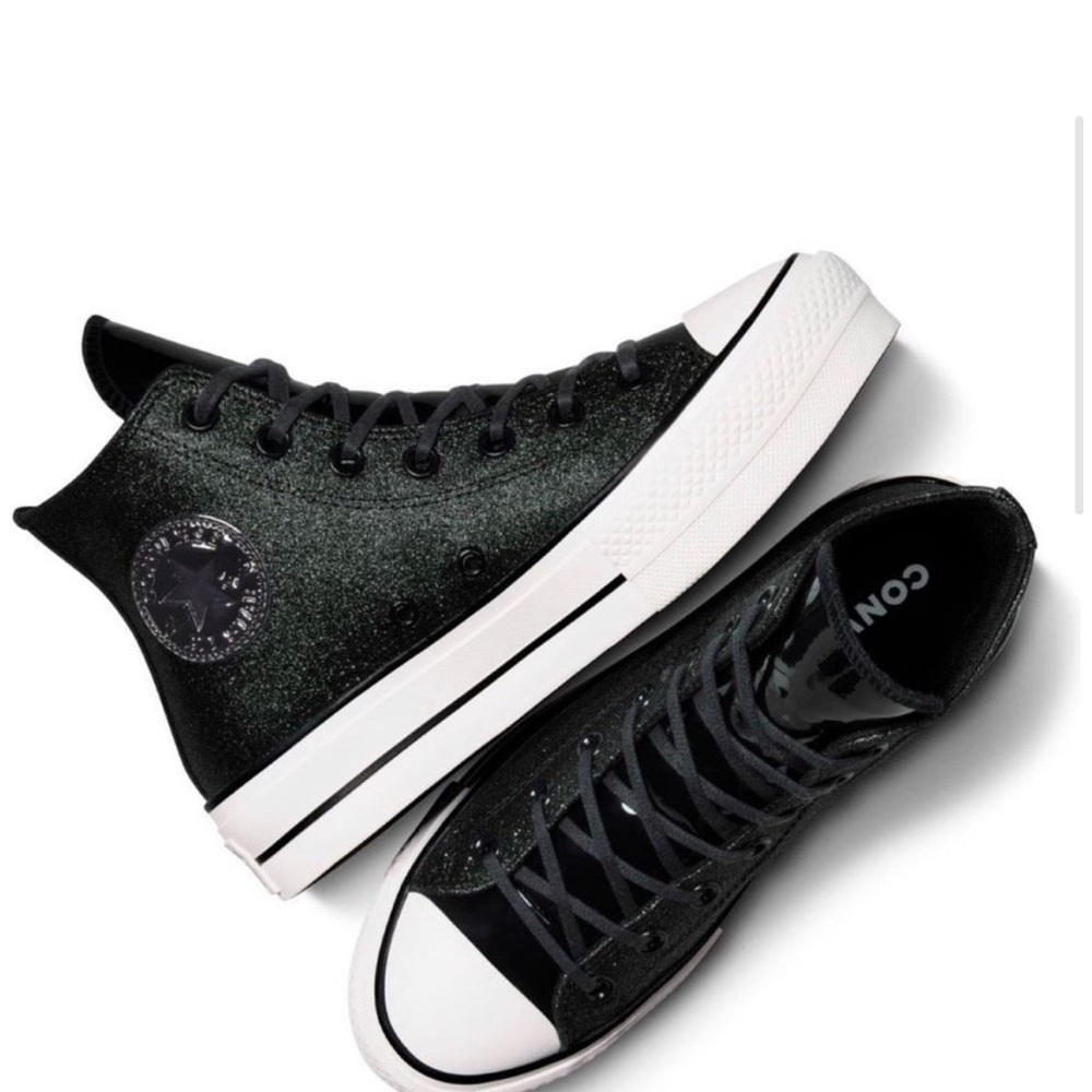 Black Glitter Platform Converse - image 1